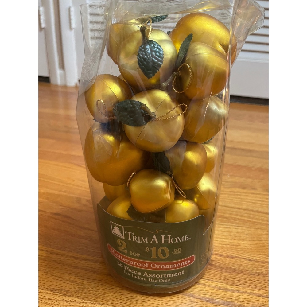 Vtg Trim A Home Gold Apple Christmas Ornaments Shatterproof Assortment 646662